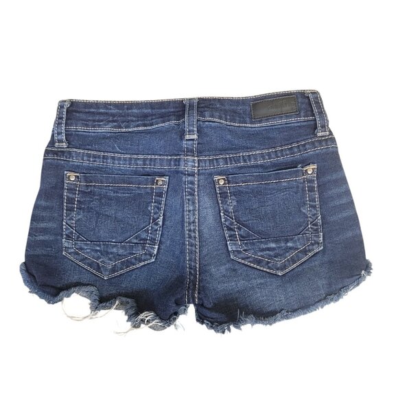 Buckle Daytrip Jean Shorts Lynx Women's 28 Dark Wash Denim Thick Stitch Mid Rise - Picture 2 of 12